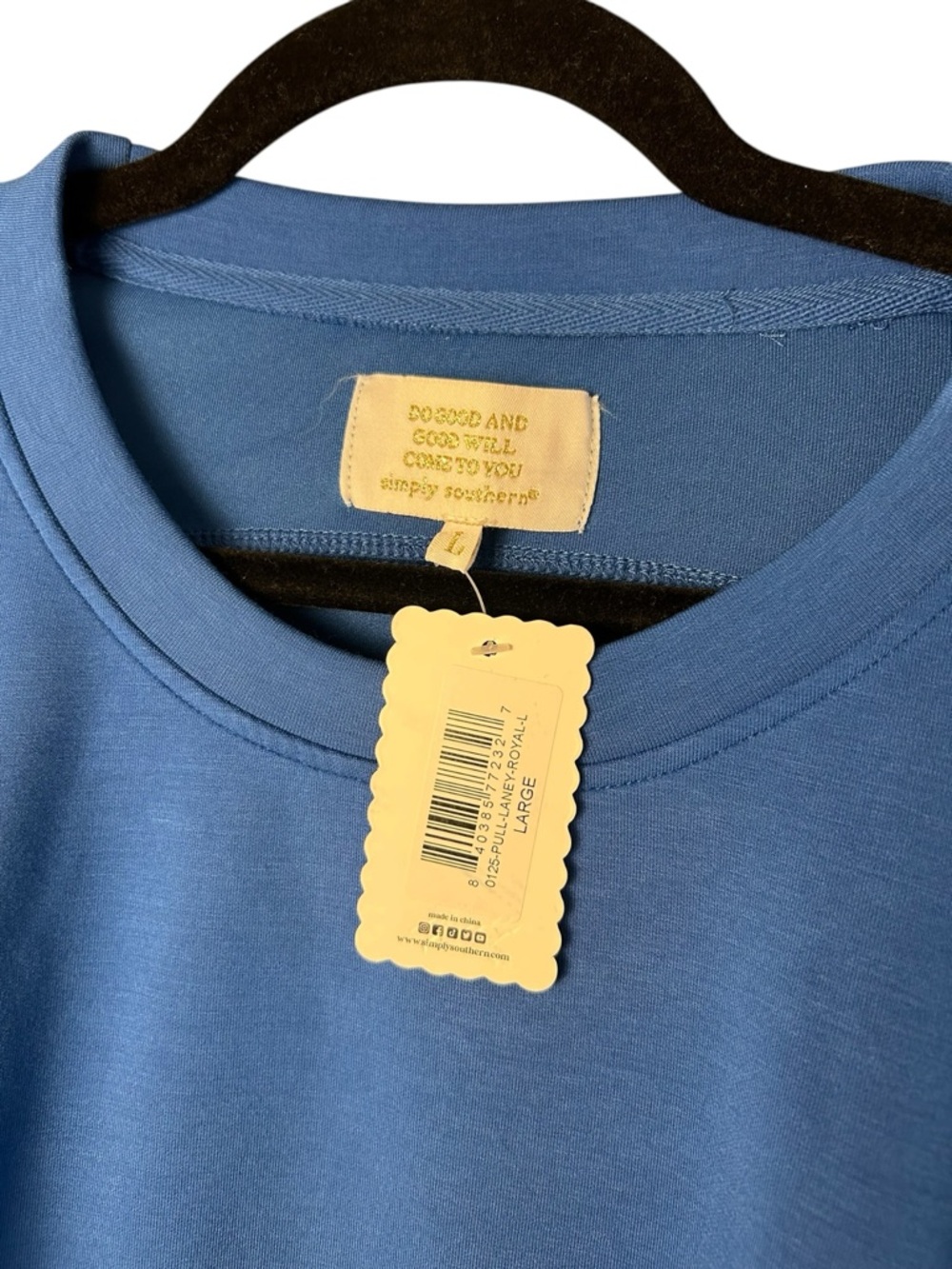 Simply Southern Royal Blue Cropped Sweatshirt Size Large Oversized Pullover - Picture 3 of 7